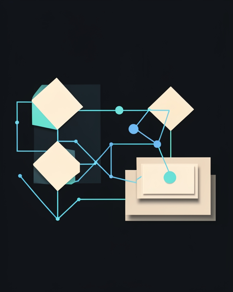 Abstract technical system forms suggesting practical AI