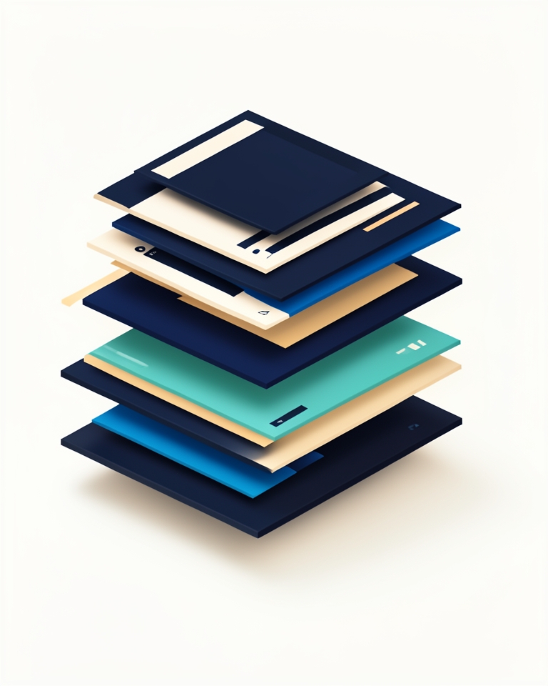 Architectural web design forms in blue and teal